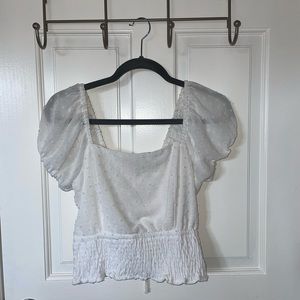 Cute White Puff Sleeve Lace Up Blouse